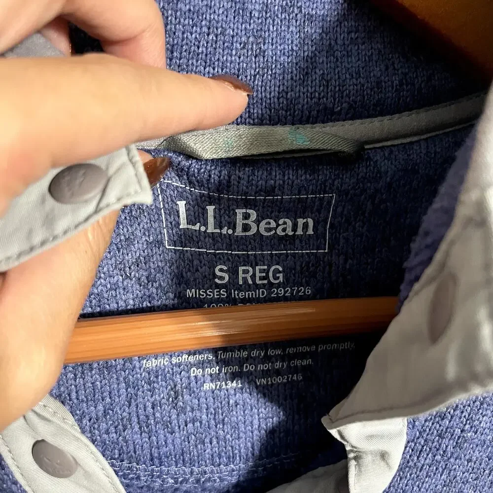 L.L. Bean Men's Sweater Fleece Snap Pullover Purple‎ Regular - Size S